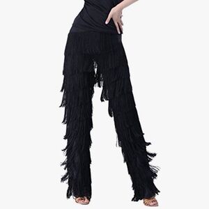 Jezisyma Fashion Fringe Ballroom/Latin/Tango/Salsa Dance Pants Size Medium